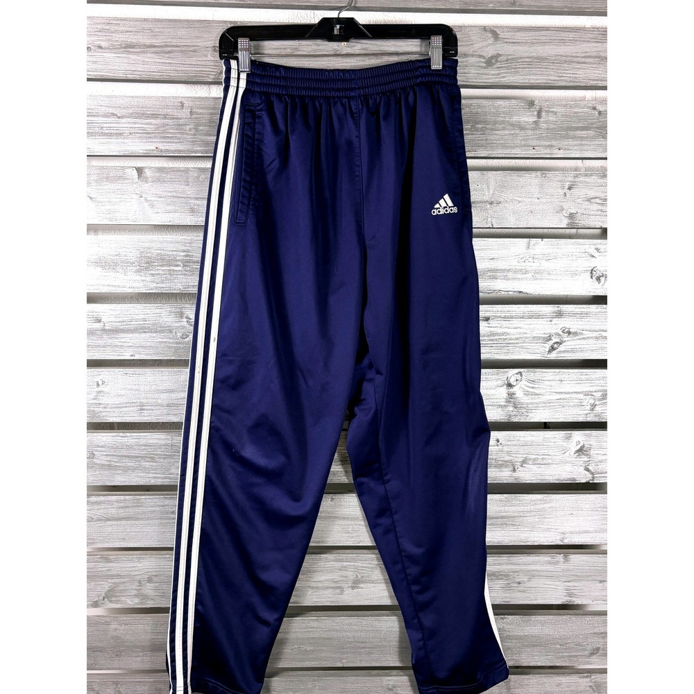 Vintage Adidas Breakaway Track Basketball Pants Mens L Blue Snap Button Tre Foil